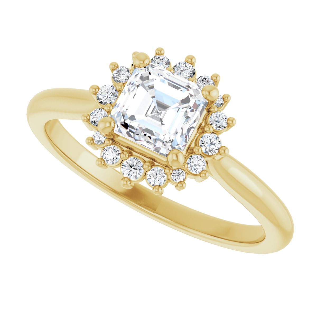 Asscher Halo-Style Engagement Ring Semi-Mount - gallery - Series 124470