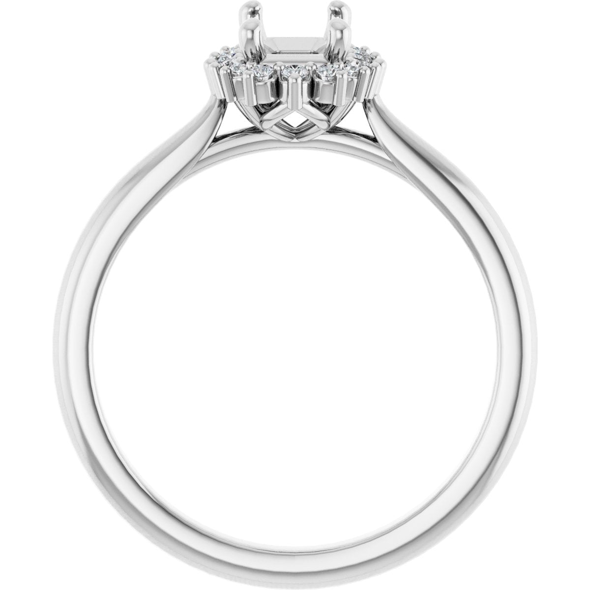 Emerald Halo-Style Engagement Ring Semi-Mount - gallery - Series 124470