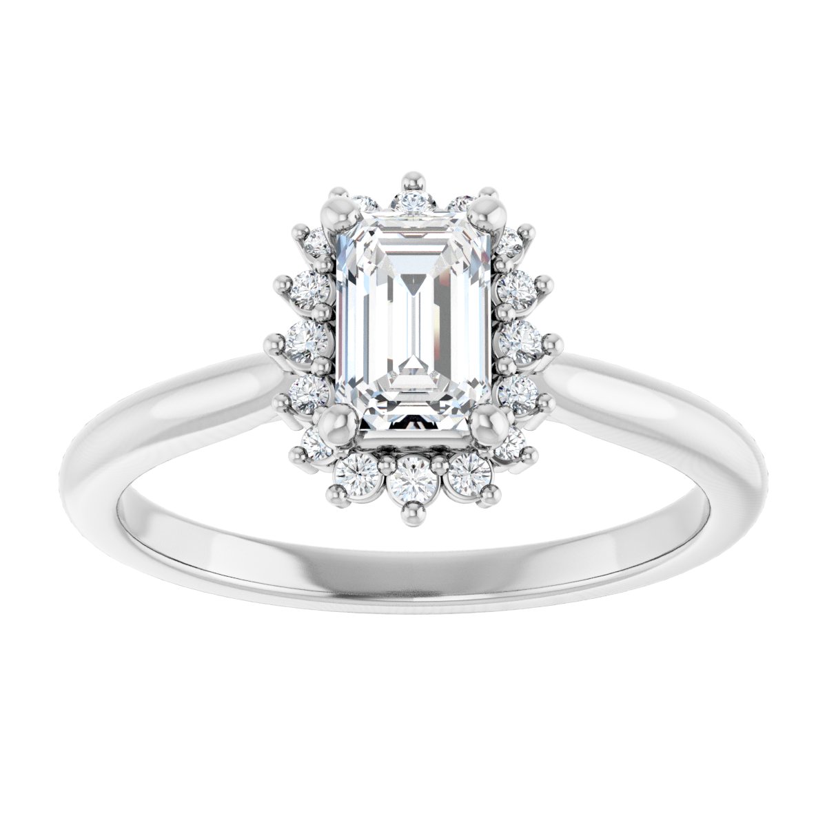 Emerald Halo-Style Engagement Ring Semi-Mount - gallery - Series 124470