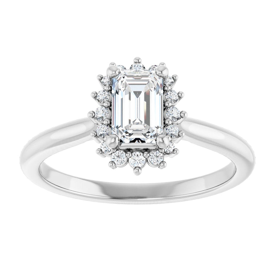Emerald Halo-Style Engagement Ring Semi-Mount - gallery - Series 124470