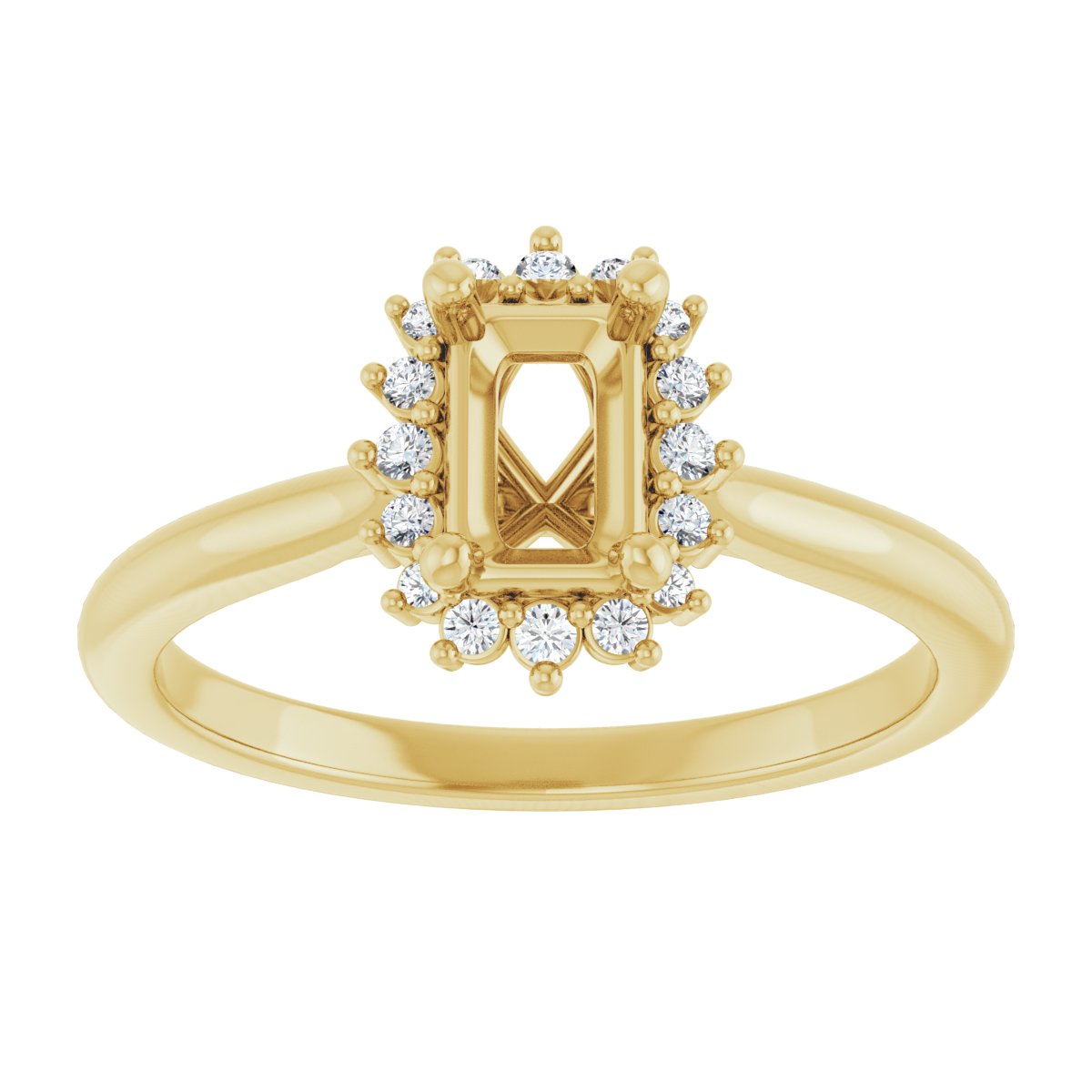 Emerald Halo-Style Engagement Ring Semi-Mount - gallery - Series 124470