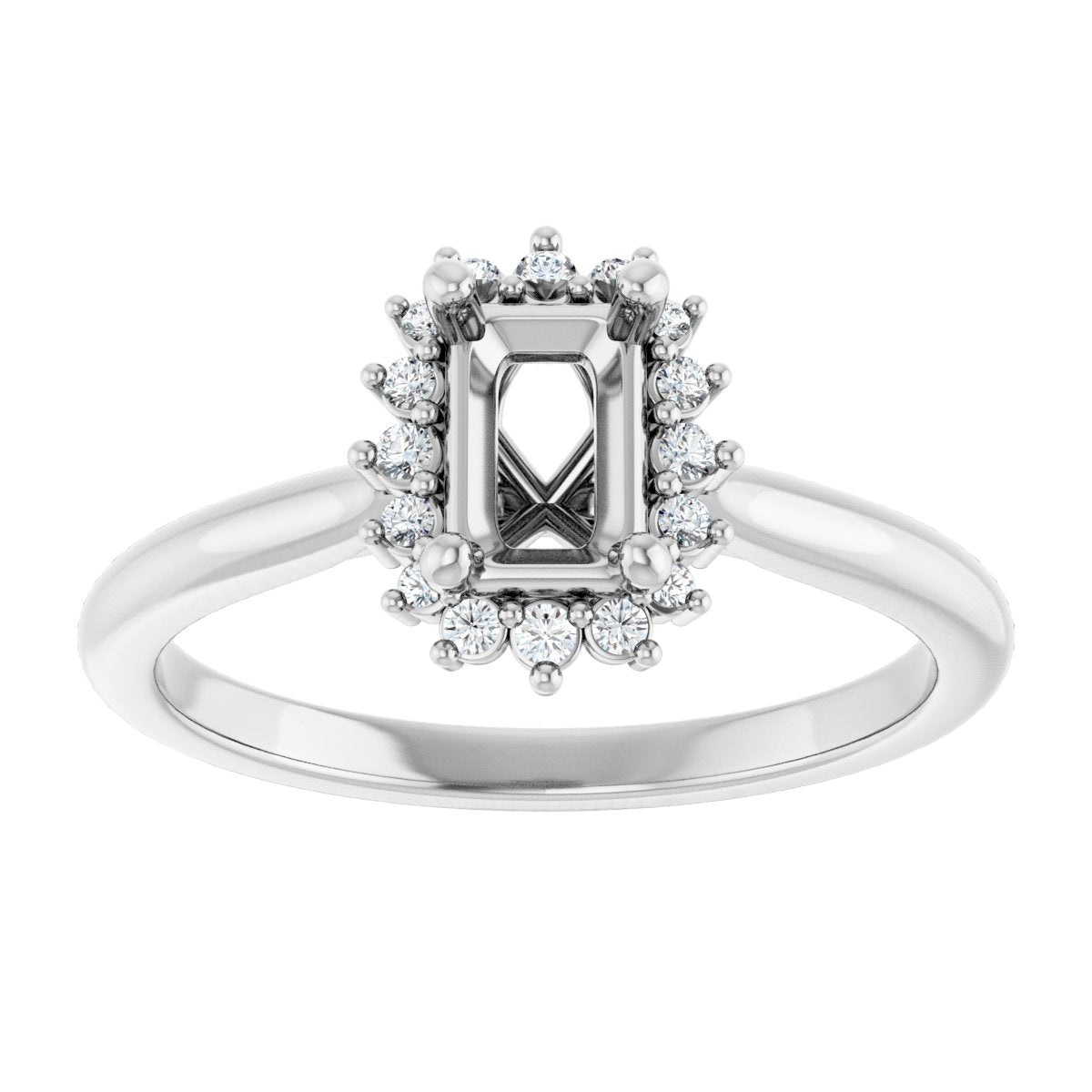 Emerald Halo-Style Engagement Ring Semi-Mount - gallery - Series 124470