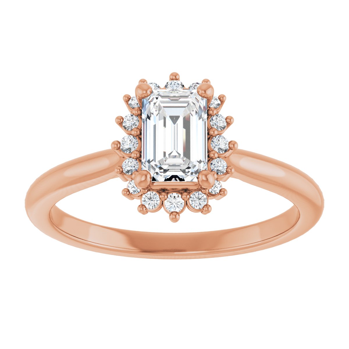 Emerald Halo-Style Engagement Ring Semi-Mount - gallery - Series 124470
