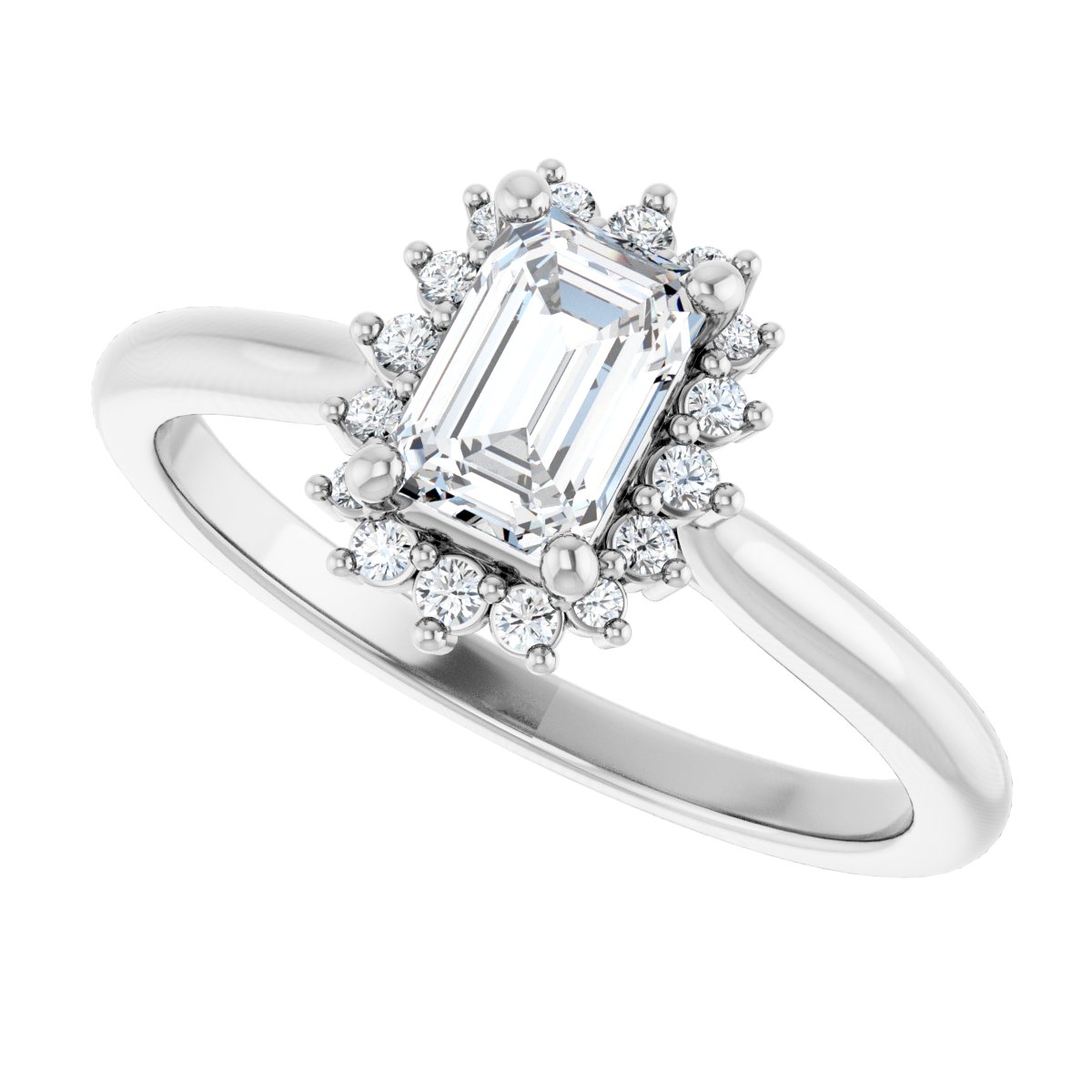 Emerald Halo-Style Engagement Ring Semi-Mount - gallery - Series 124470