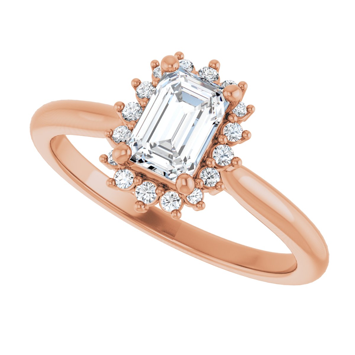 Emerald Halo-Style Engagement Ring Semi-Mount - gallery - Series 124470