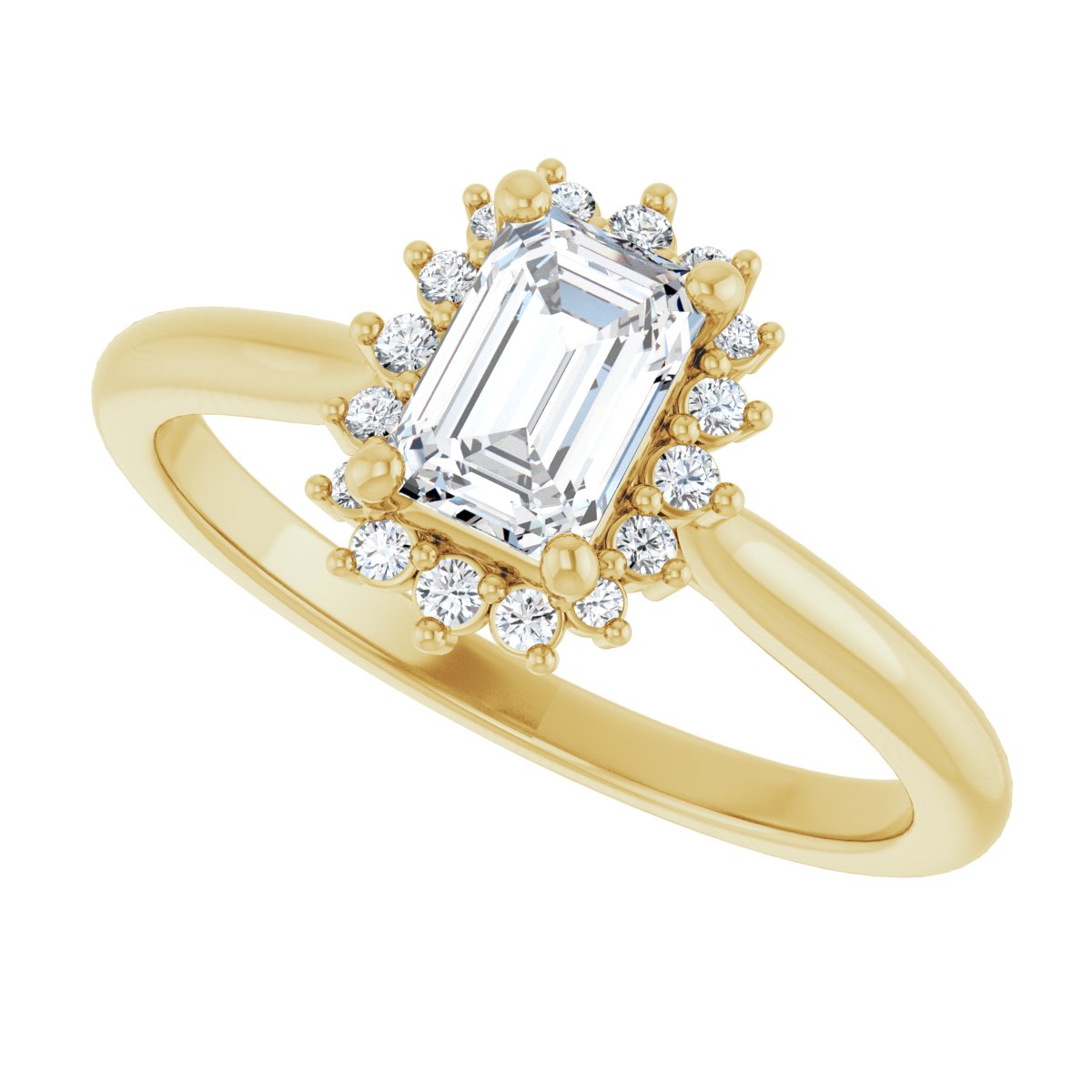 Emerald Halo-Style Engagement Ring Semi-Mount - gallery - Series 124470