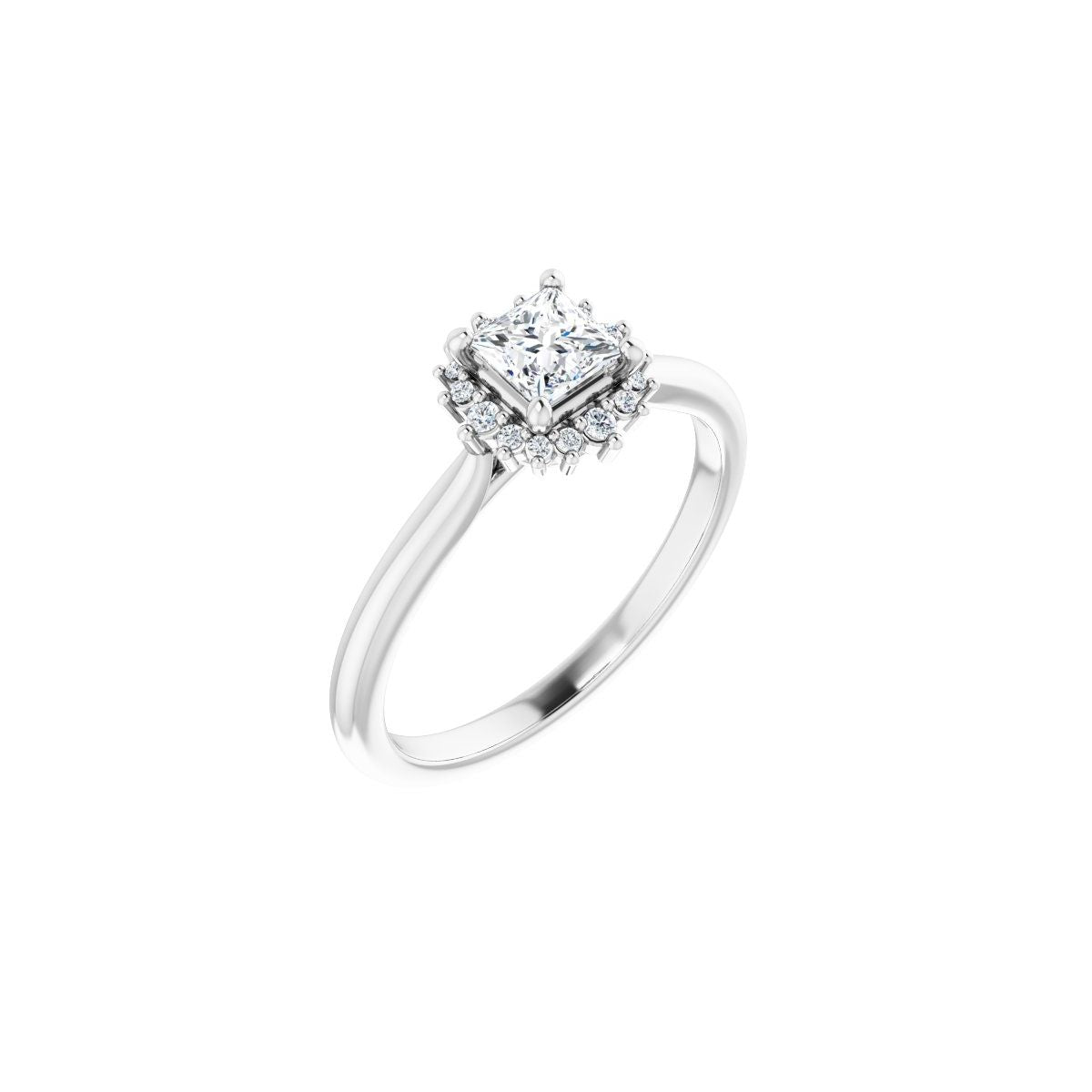 Natural Diamond Square Halo-Style Engagement Ring Semi-Mount - Platinum - Series 124470