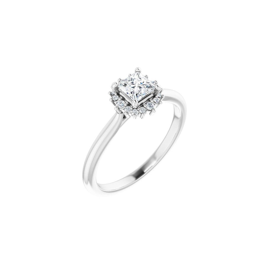 Natural Diamond Square Halo-Style Engagement Ring Semi-Mount - Platinum - Series 124470