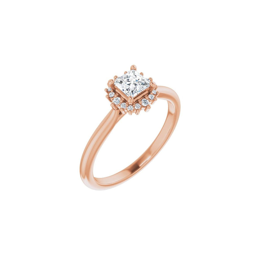 Natural Diamond Square Halo-Style Engagement Ring Semi-Mount - 14K Rose Gold - Series 124470