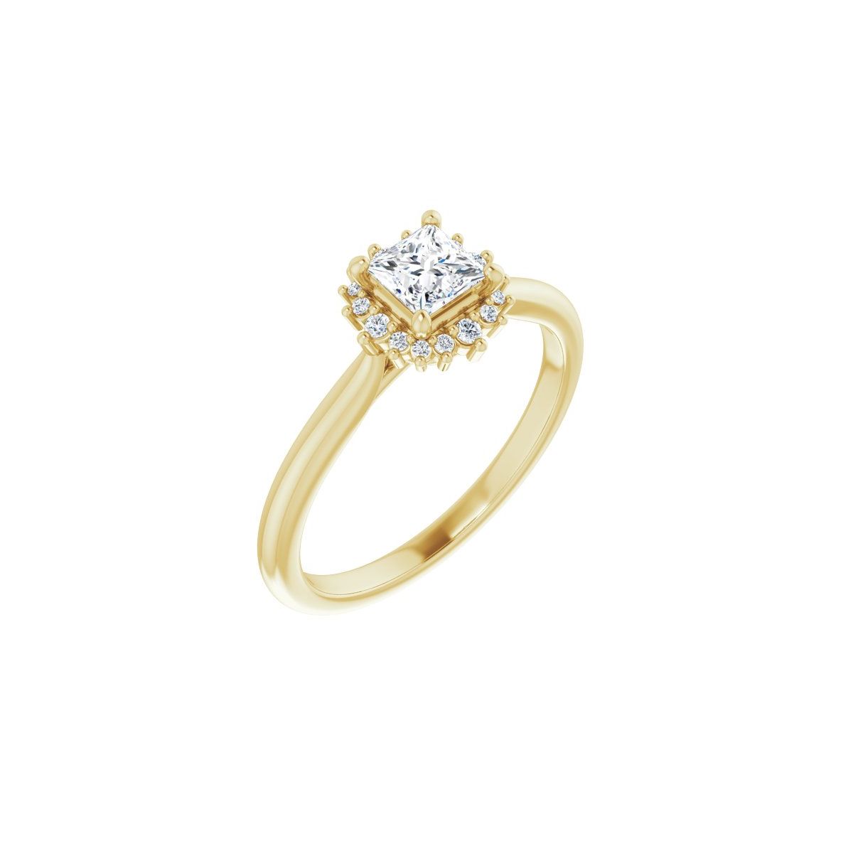 Natural Diamond Square Halo-Style Engagement Ring Semi-Mount - 14K Yellow Gold - Series 124470