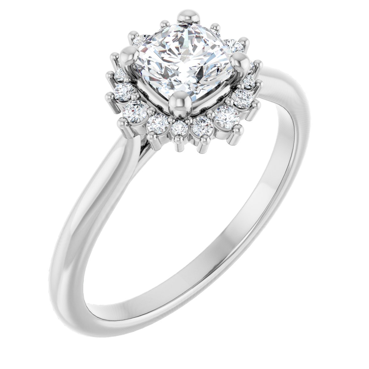 Natural Diamond Cushion Halo-Style Engagement Ring Semi-Mount - Platinum - Series 124470