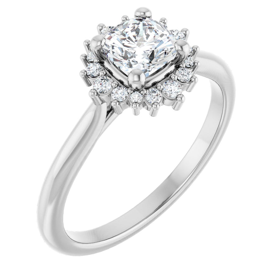 Natural Diamond Cushion Halo-Style Engagement Ring Semi-Mount - Platinum - Series 124470