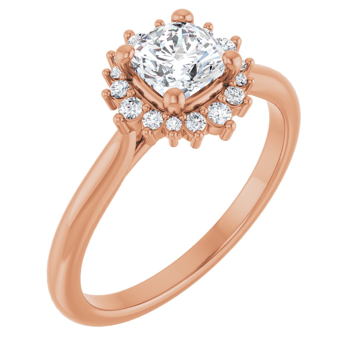 Natural Diamond Cushion Halo-Style Engagement Ring Semi-Mount - 14K Rose Gold - Series 124470