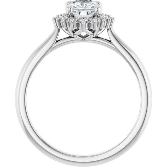 Cushion Halo-Style Engagement Ring Semi-Mount - gallery - Series 124470