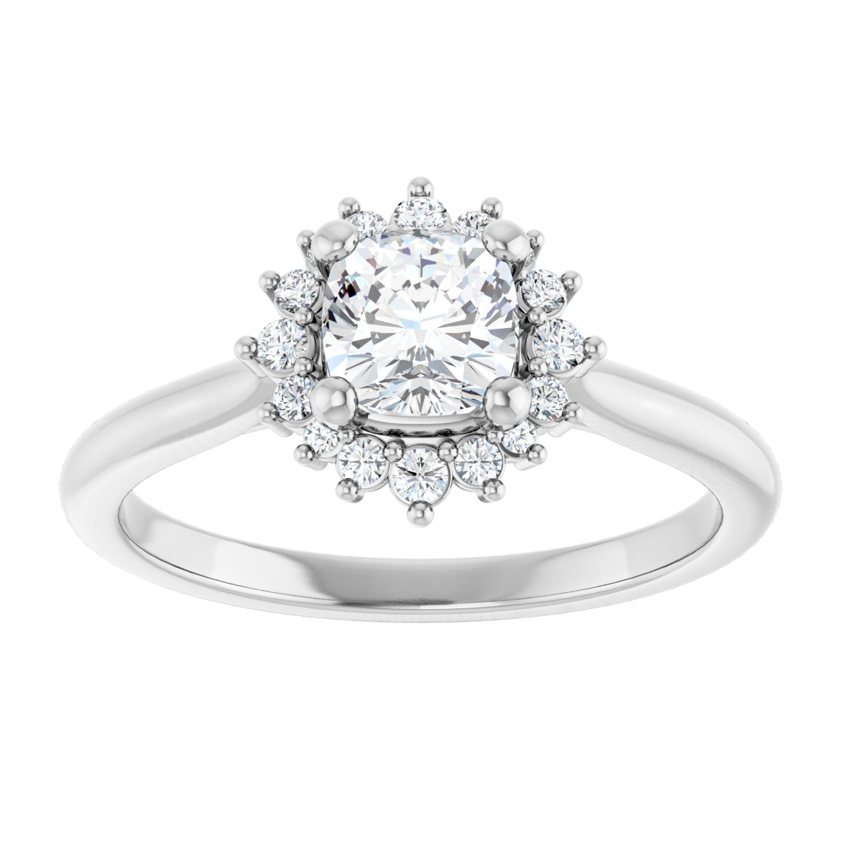 Cushion Halo-Style Engagement Ring Semi-Mount - gallery - Series 124470