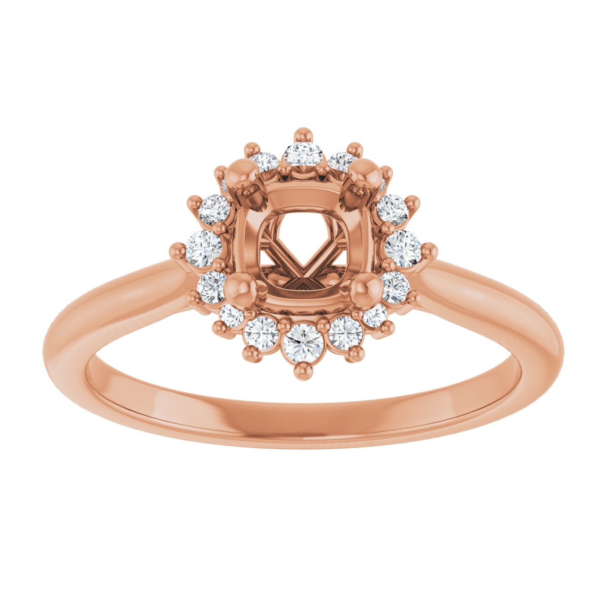 Cushion Halo-Style Engagement Ring Semi-Mount - gallery - Series 124470
