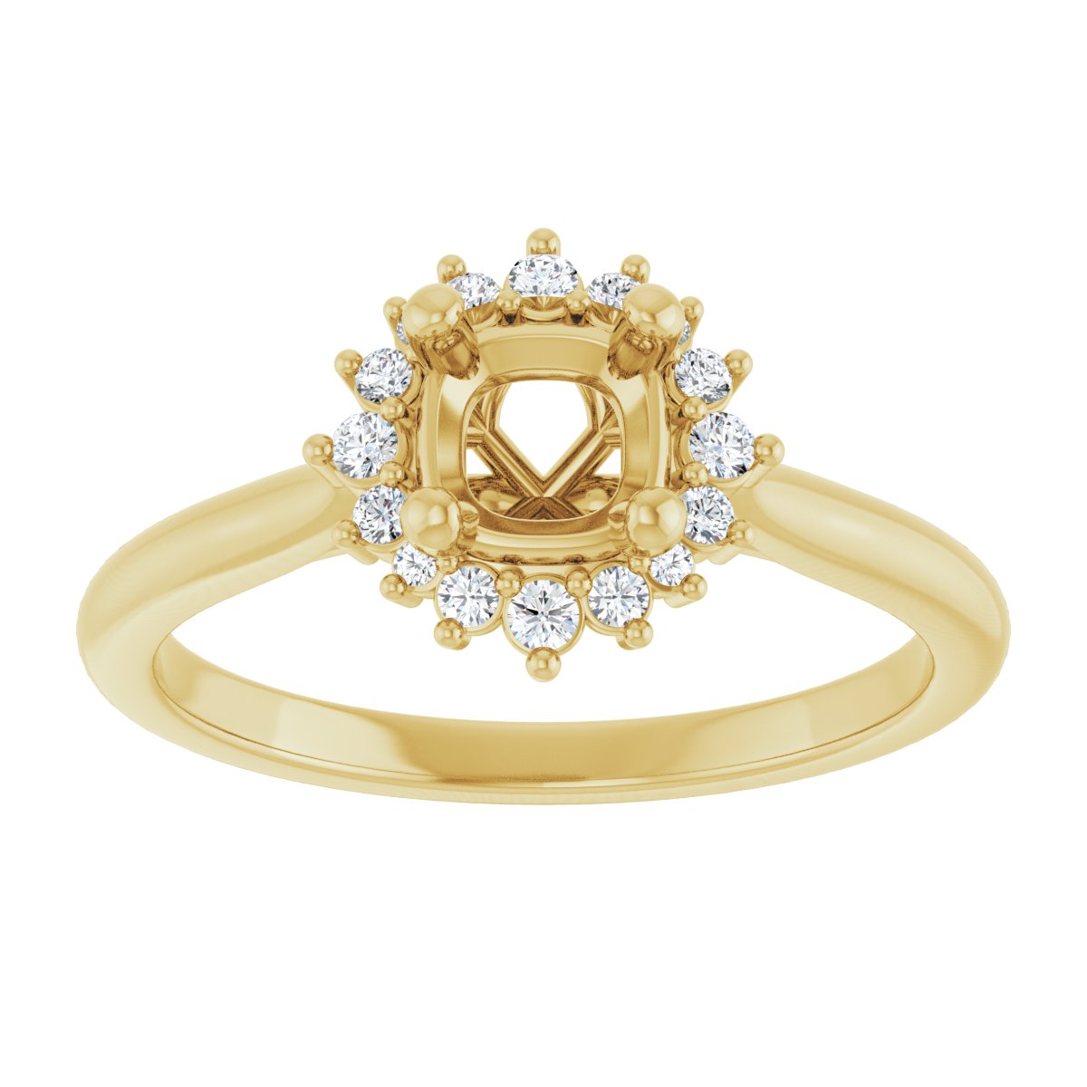 Cushion Halo-Style Engagement Ring Semi-Mount - gallery - Series 124470