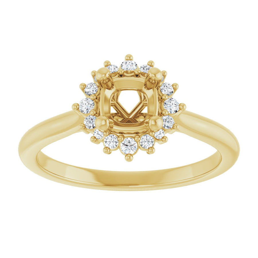 Cushion Halo-Style Engagement Ring Semi-Mount - gallery - Series 124470