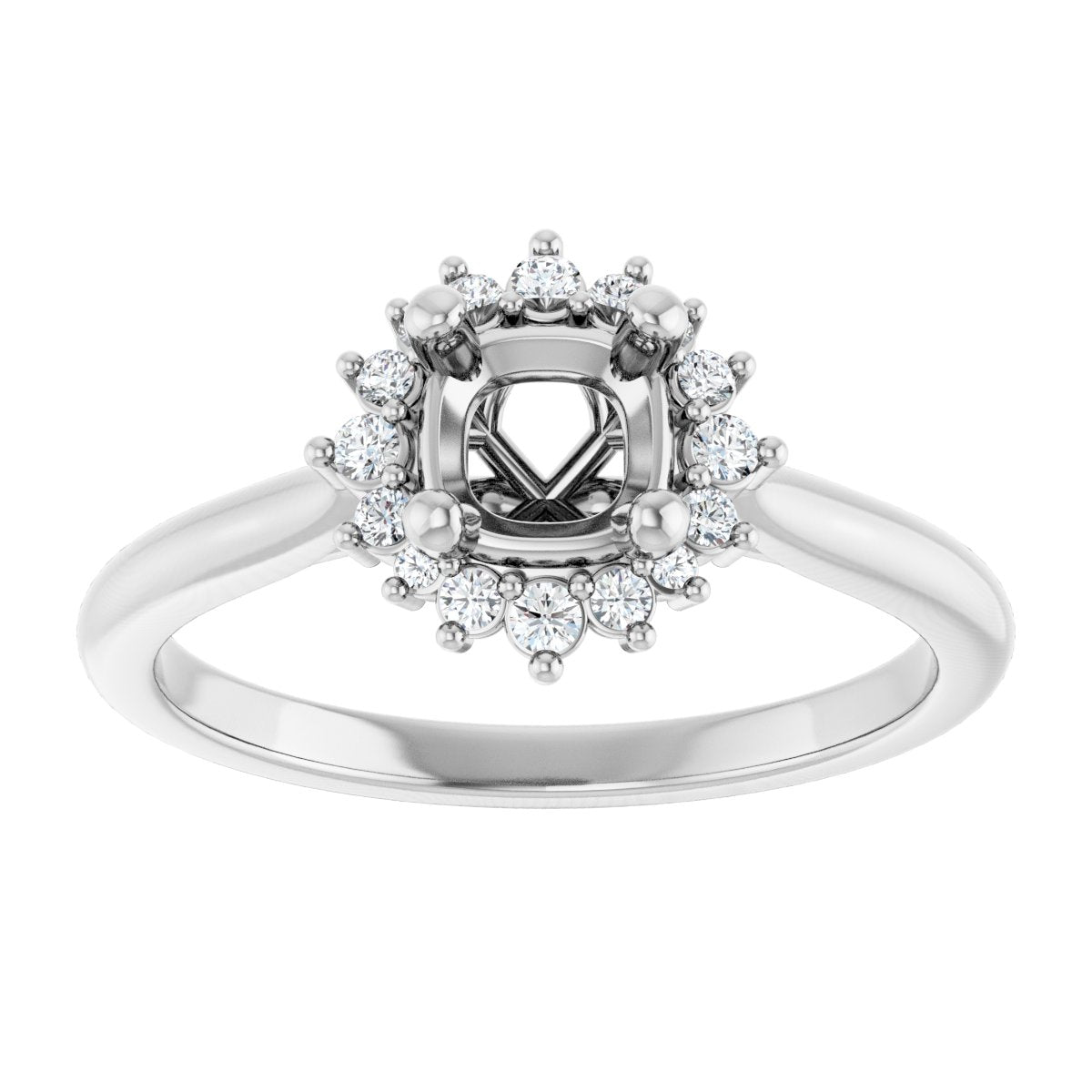 Cushion Halo-Style Engagement Ring Semi-Mount - gallery - Series 124470
