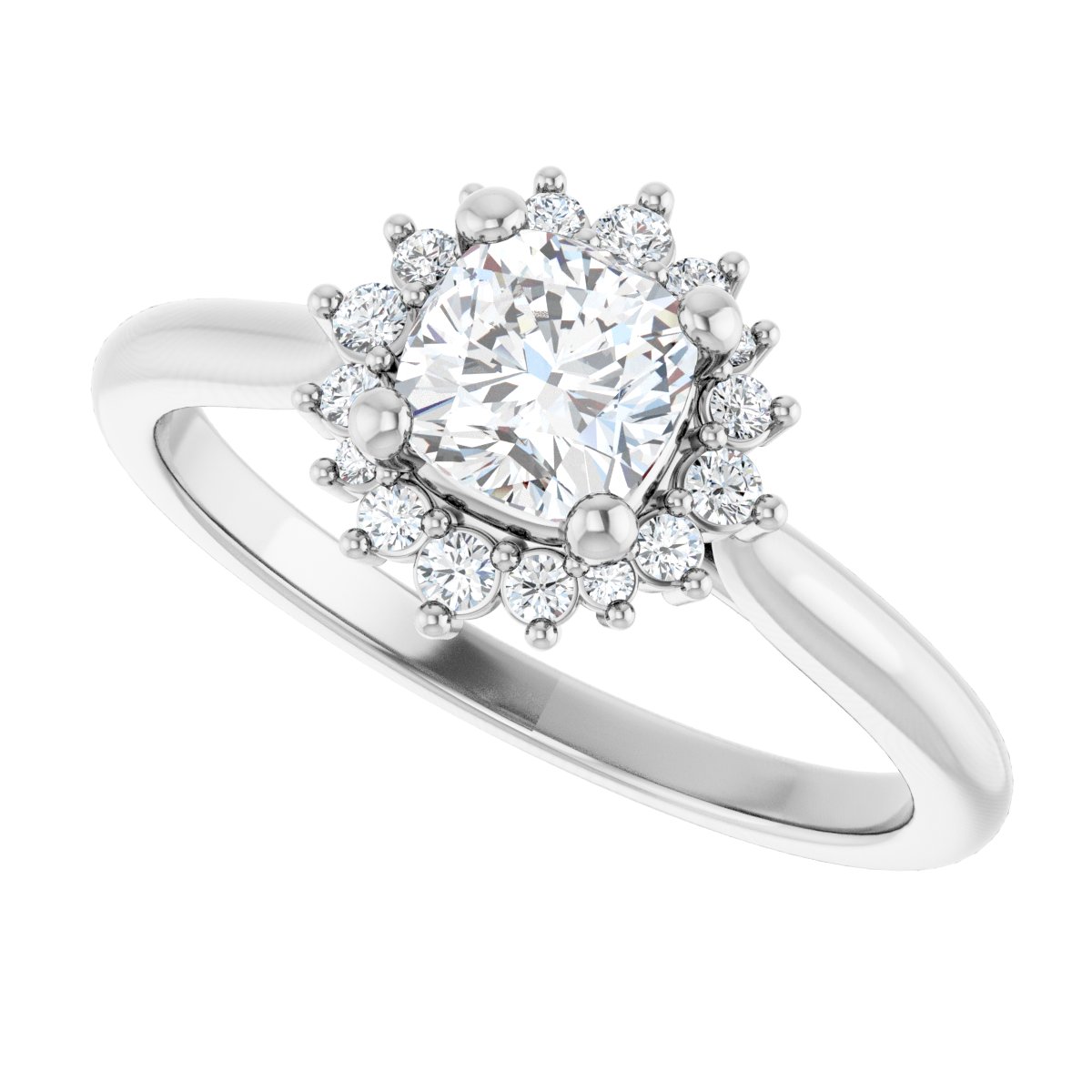Cushion Halo-Style Engagement Ring Semi-Mount - gallery - Series 124470