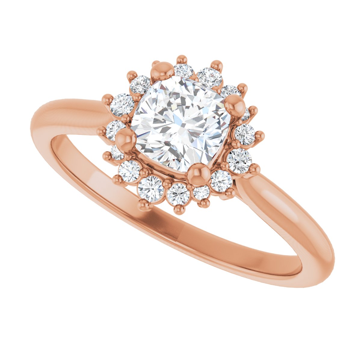 Cushion Halo-Style Engagement Ring Semi-Mount - gallery - Series 124470