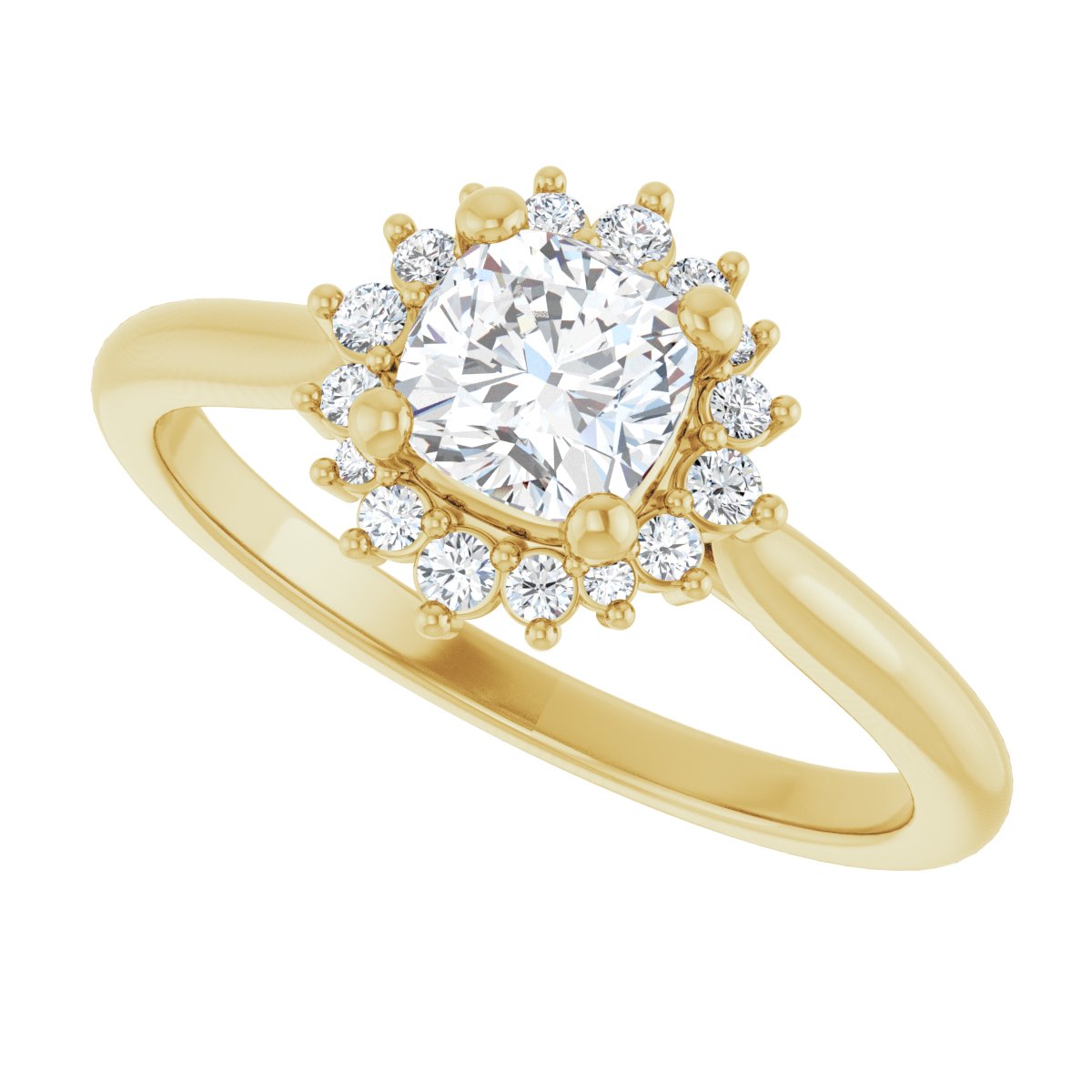 Cushion Halo-Style Engagement Ring Semi-Mount - gallery - Series 124470