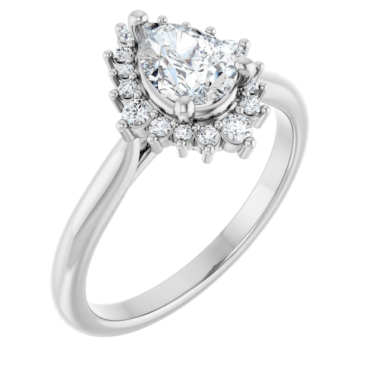 Natural Diamond Pear Halo-Style Engagement Ring Semi-Mount - Platinum - Series 124470