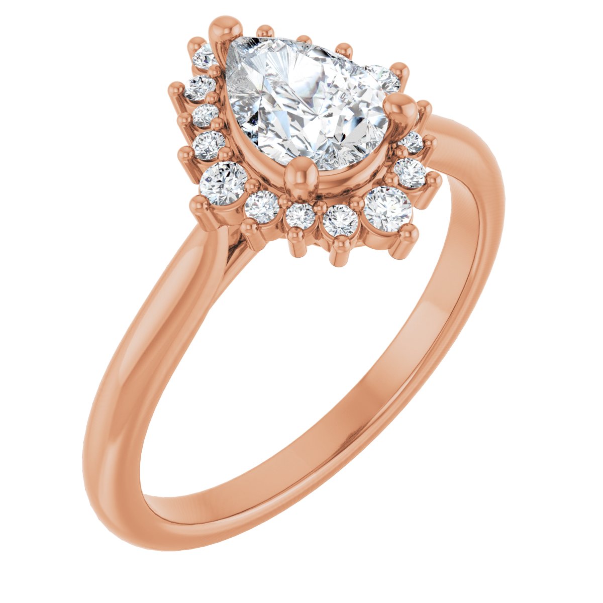 Natural Diamond Pear Halo-Style Engagement Ring Semi-Mount - 14K Rose Gold - Series 124470