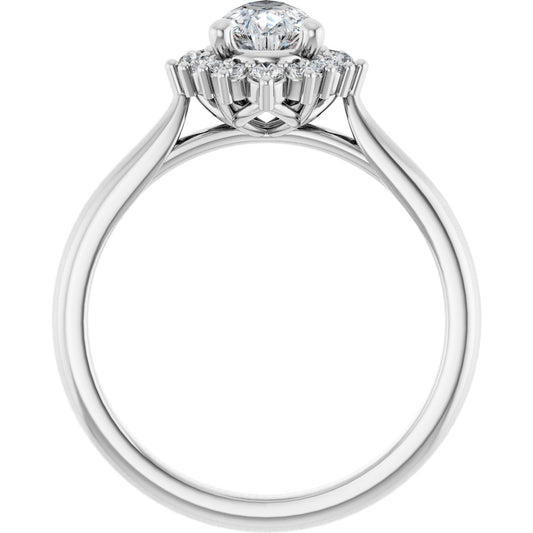 Pear Halo-Style Engagement Ring Semi-Mount - gallery - Series 124470
