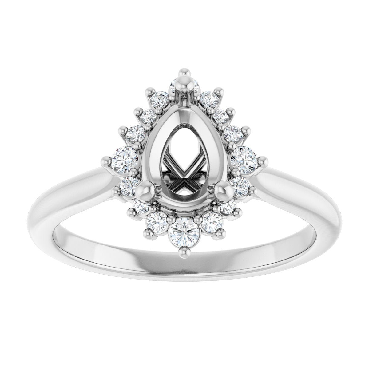 Pear Halo-Style Engagement Ring Semi-Mount - gallery - Series 124470