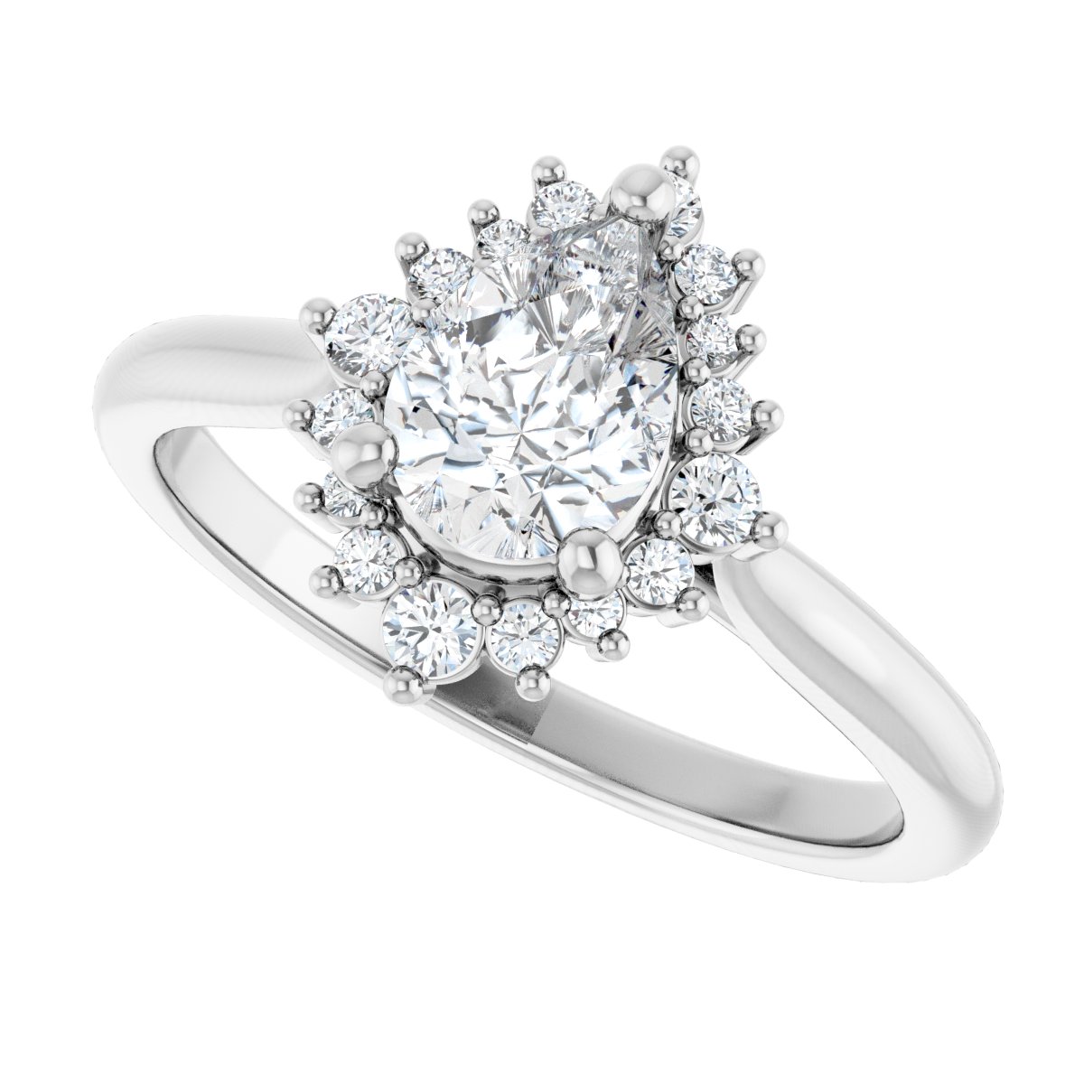 Pear Halo-Style Engagement Ring Semi-Mount - gallery - Series 124470