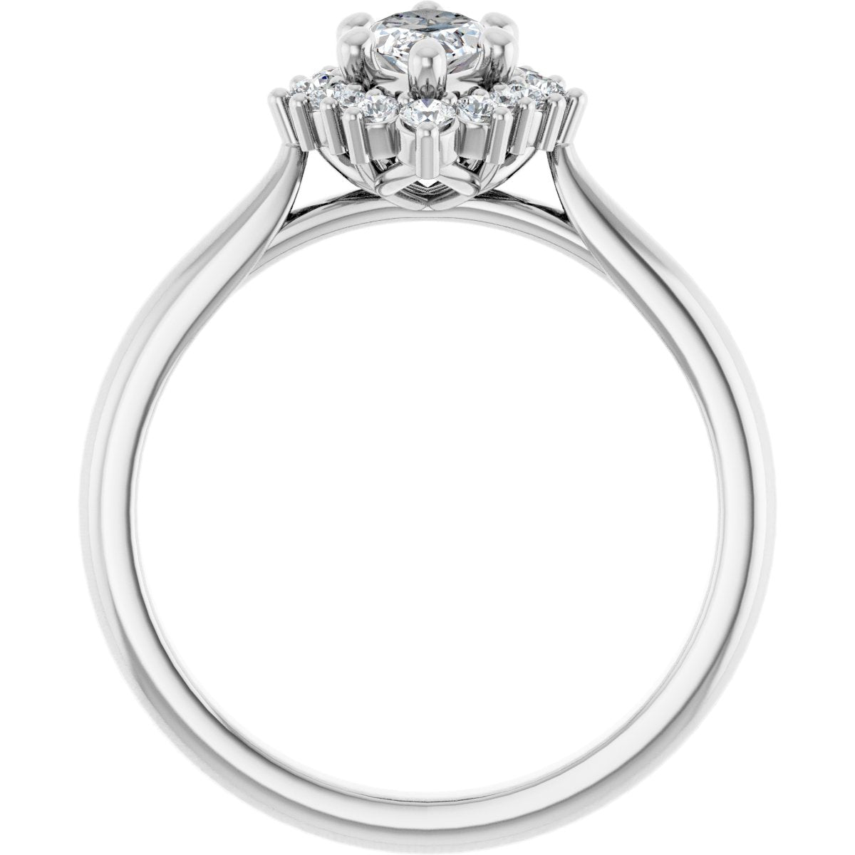 Marquise Halo-Style Engagement Ring Semi-Mount - gallery - Series 124470