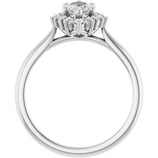 Marquise Halo-Style Engagement Ring Semi-Mount - gallery - Series 124470