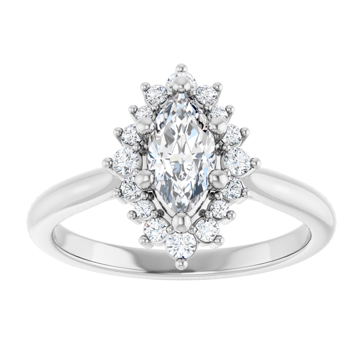 Marquise Halo-Style Engagement Ring Semi-Mount - gallery - Series 124470