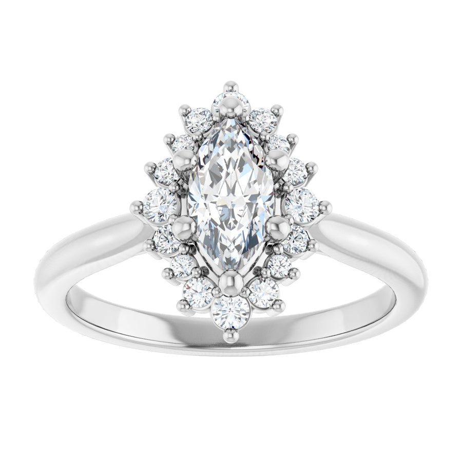 Marquise Halo-Style Engagement Ring Semi-Mount - gallery - Series 124470