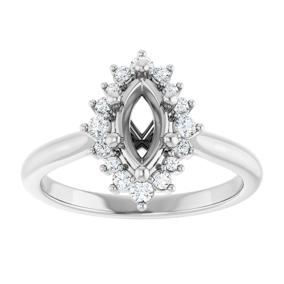 Marquise Halo-Style Engagement Ring Semi-Mount - gallery - Series 124470