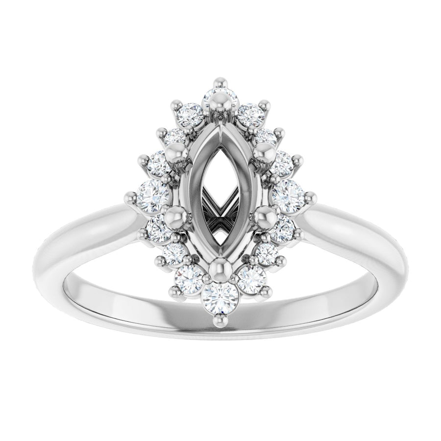 Marquise Halo-Style Engagement Ring Semi-Mount - gallery - Series 124470