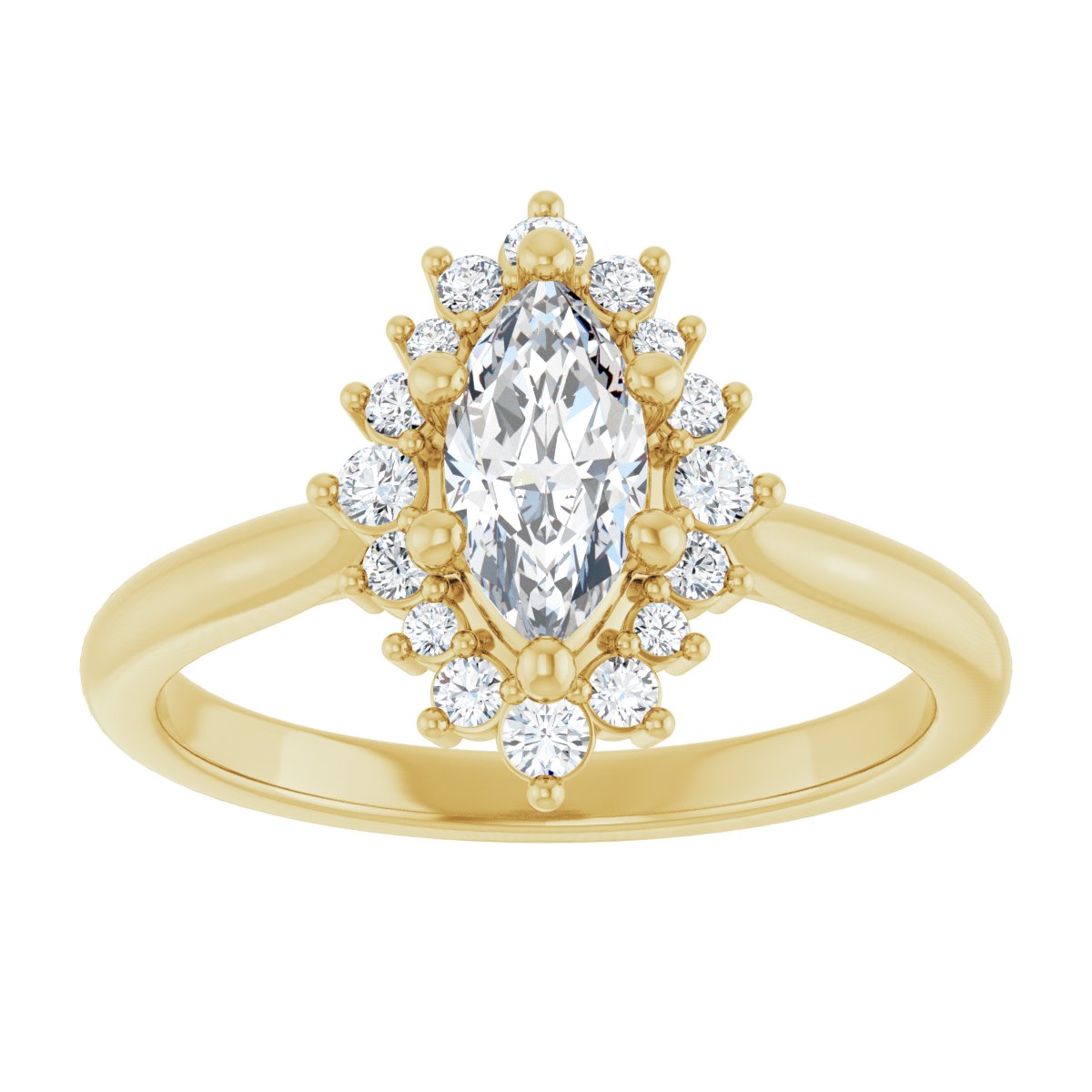 Marquise Halo-Style Engagement Ring Semi-Mount - gallery - Series 124470
