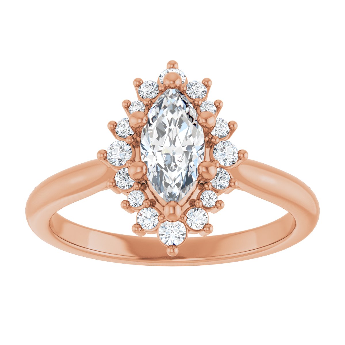 Marquise Halo-Style Engagement Ring Semi-Mount - gallery - Series 124470