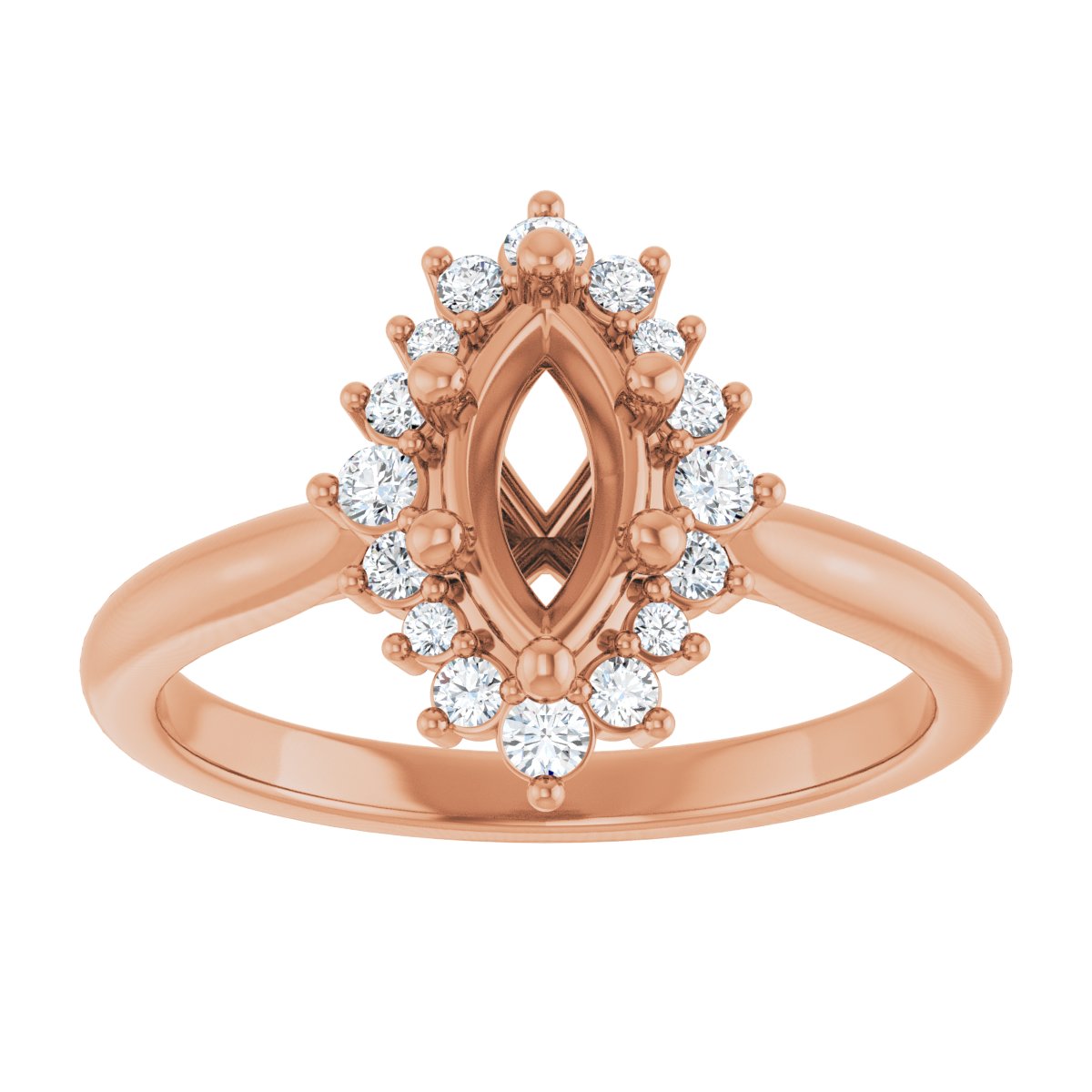 Marquise Halo-Style Engagement Ring Semi-Mount - gallery - Series 124470