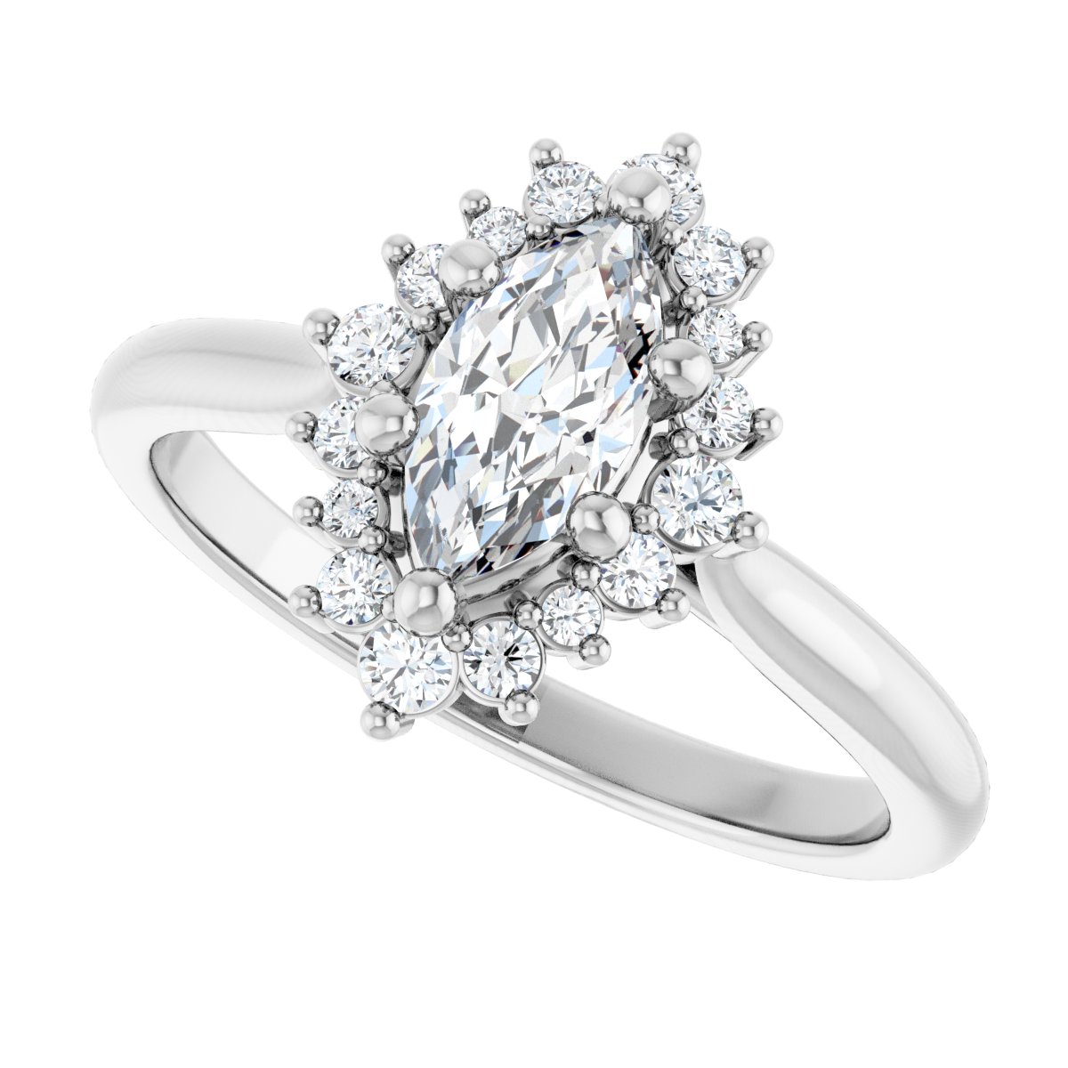Marquise Halo-Style Engagement Ring Semi-Mount - gallery - Series 124470