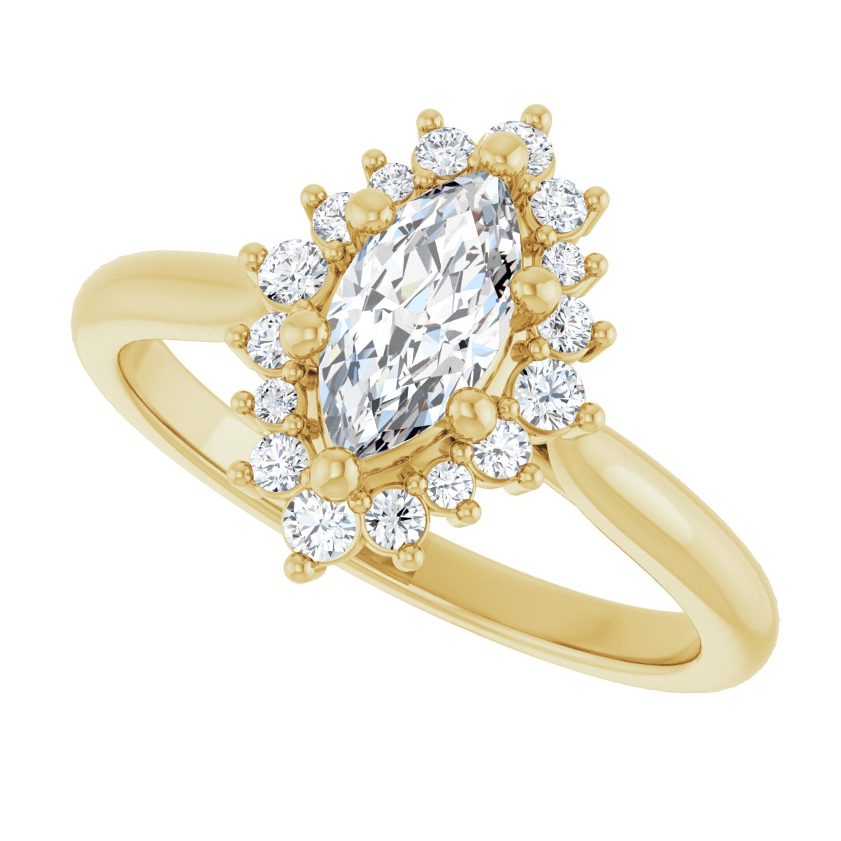 Marquise Halo-Style Engagement Ring Semi-Mount - gallery - Series 124470
