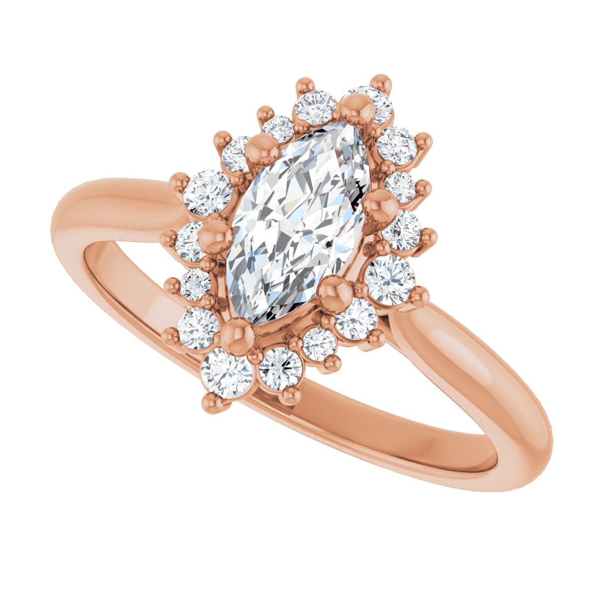 Marquise Halo-Style Engagement Ring Semi-Mount - gallery - Series 124470
