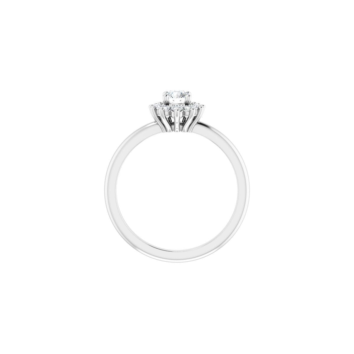 Round Halo-Style Asymmetrical Engagement Ring Semi-Mount - gallery - Series 124478