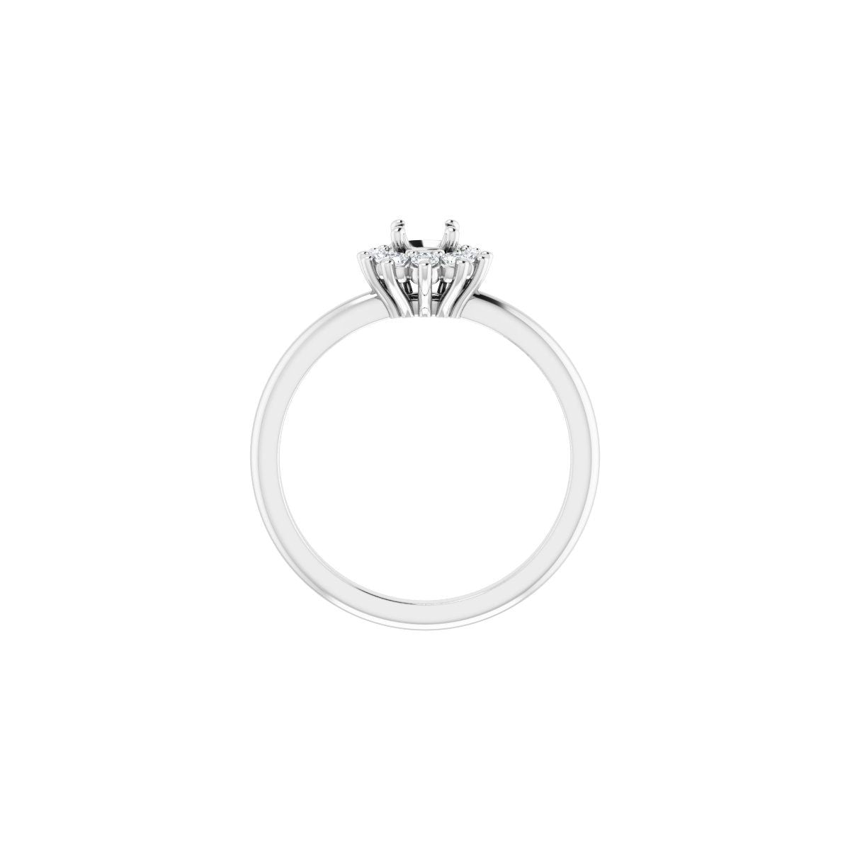 Round Halo-Style Asymmetrical Engagement Ring Semi-Mount - gallery - Series 124478