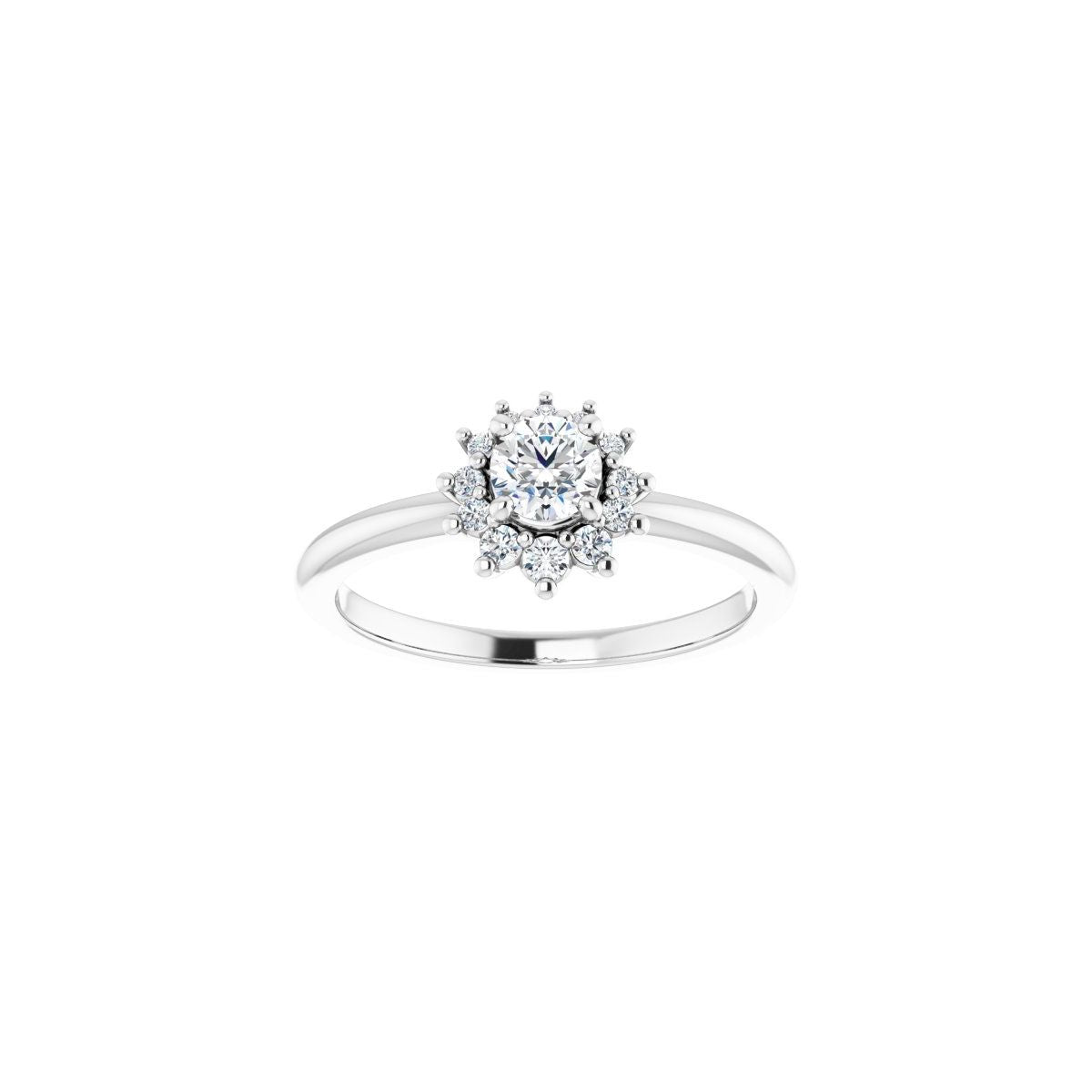 Round Halo-Style Asymmetrical Engagement Ring Semi-Mount - gallery - Series 124478