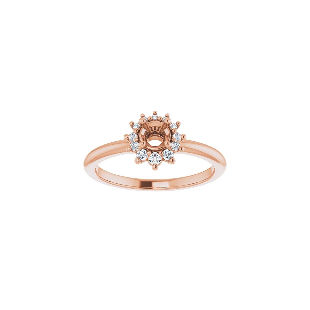 Round Halo-Style Asymmetrical Engagement Ring Semi-Mount - gallery - Series 124478