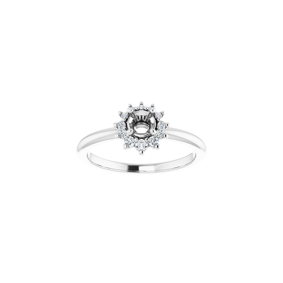 Round Halo-Style Asymmetrical Engagement Ring Semi-Mount - gallery - Series 124478