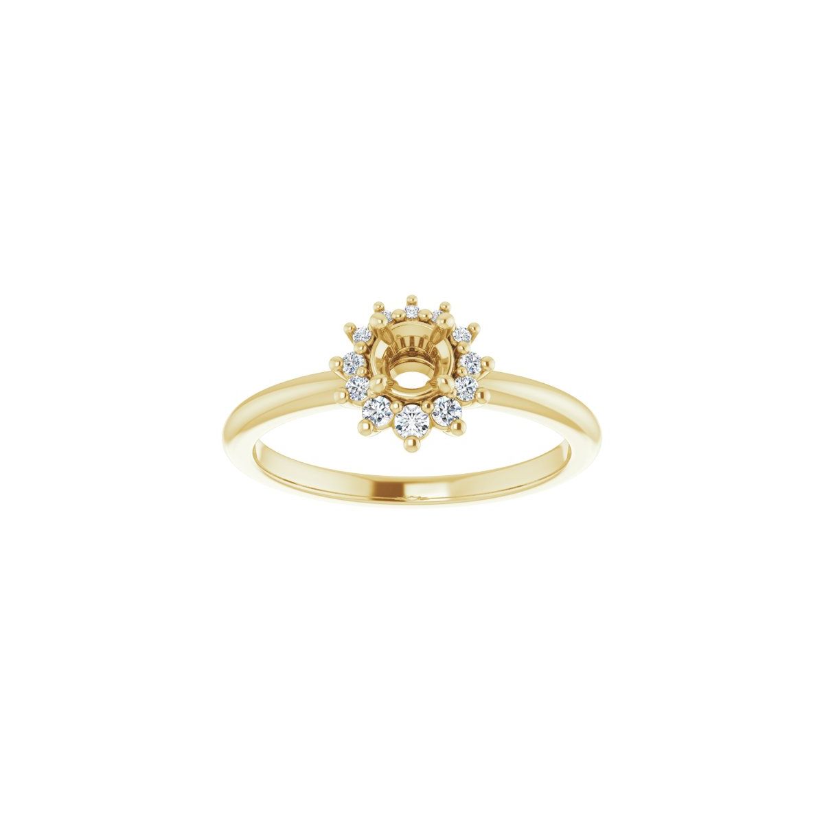 Round Halo-Style Asymmetrical Engagement Ring Semi-Mount - gallery - Series 124478