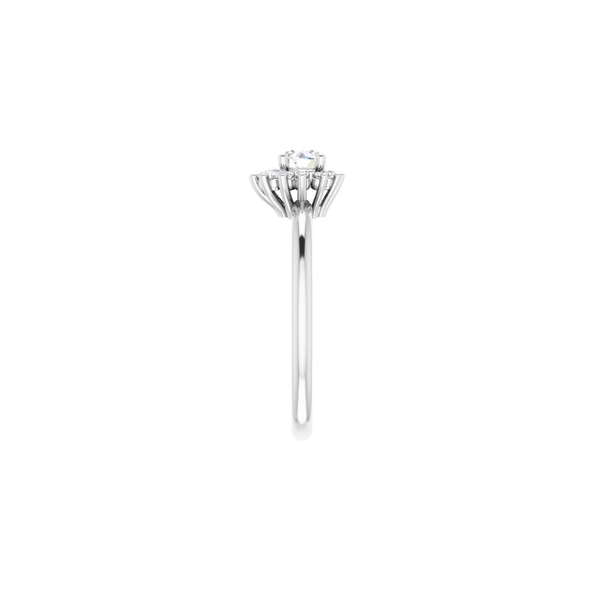 Round Halo-Style Asymmetrical Engagement Ring Semi-Mount - gallery - Series 124478